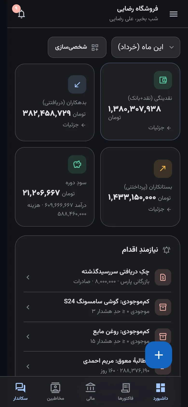 نسخة الجوال من ناخدا — لوحة إدارة الأعمال